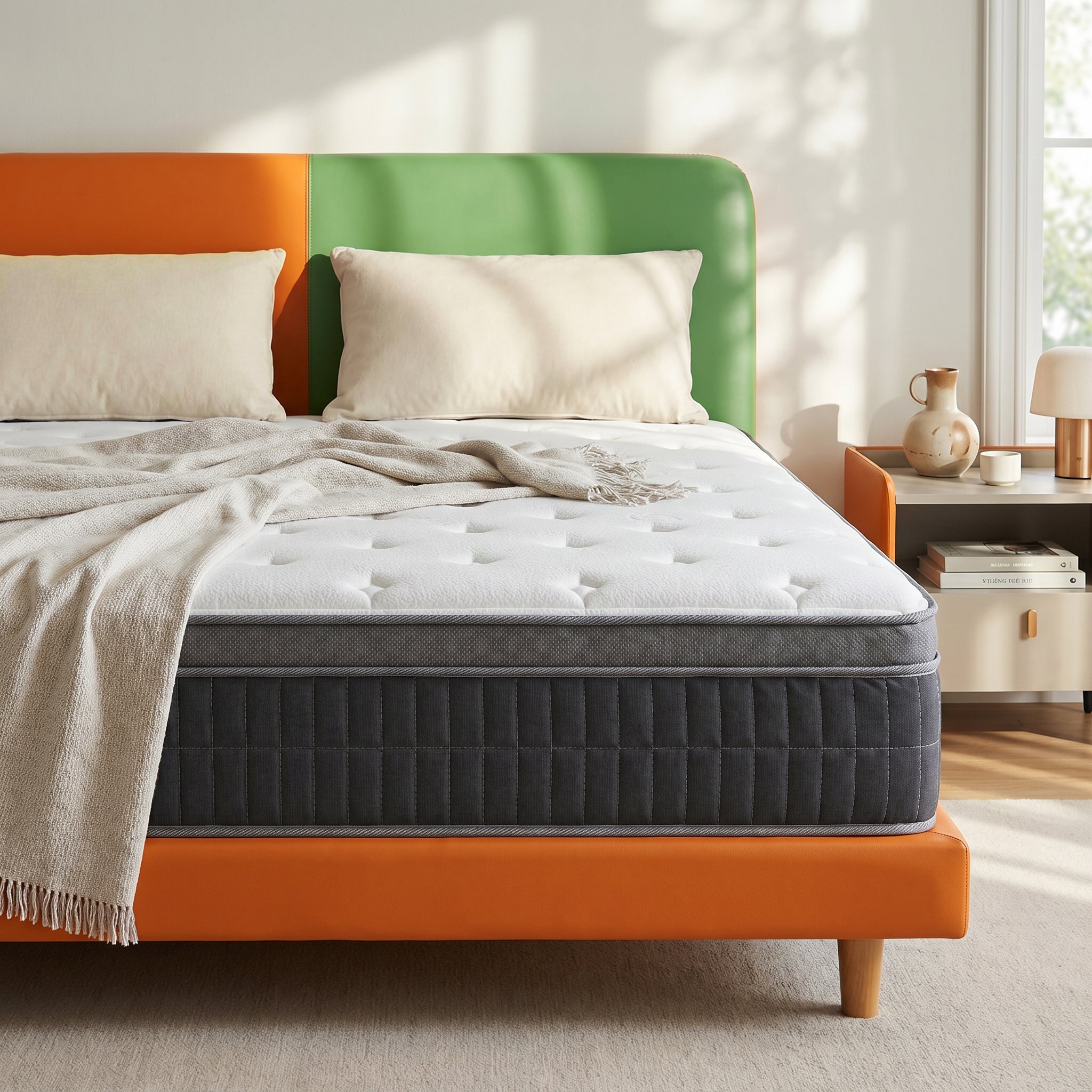 UNZIPE 14 Inch Twin Memory Foam Mattress, Medium Firm Zoned Coil Support | Independent Spring Zone Support, Skin-friendly Fabric for Better Breathability, Pressure Relief, Mattress in a Box