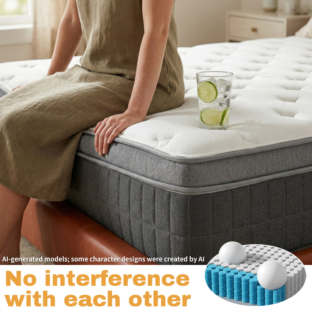 UNZIPE 14 Inch Full Size Mattress, Medium Firm Zoned Coil and Memory Foam | Independent Spring Zone Support, Skin-friendly Fabric for Better Breathability, Pressure Relief, Mattress in a Box