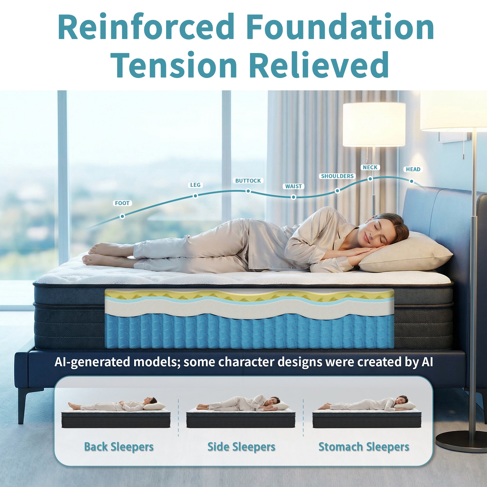 14 Inch Full Mattress in a Box, Medium Firm, Pocket Coils Support | Breathable design keeps cooling, Durability and Stability Reduce the Feeling of Sagging, Memory Foam for Motion Isolation