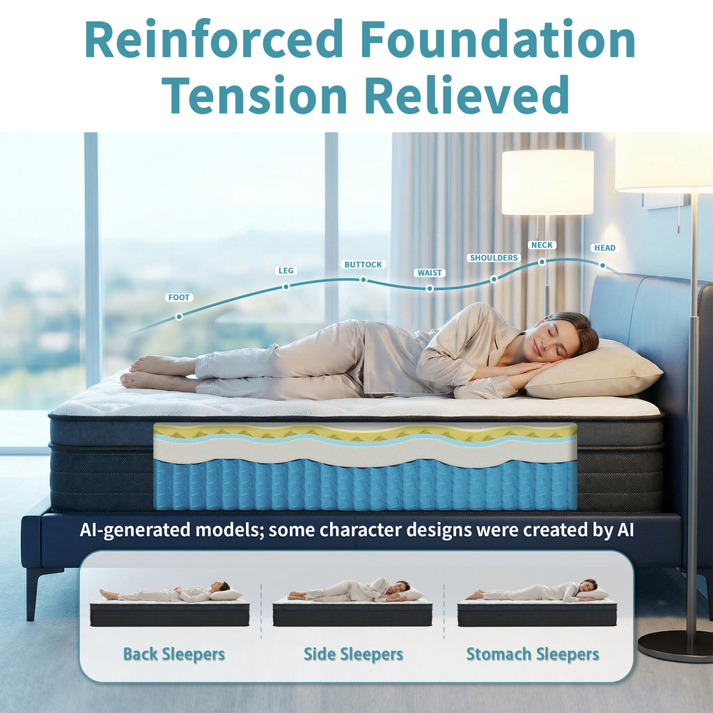 UNZIPE 14 Inch King Hybrid Mattress in a Box, Medium Firm, Cooling Feel | Breathable design keeps cooling, Durability and Stability Reduce the Feeling of Sagging, Memory Foam