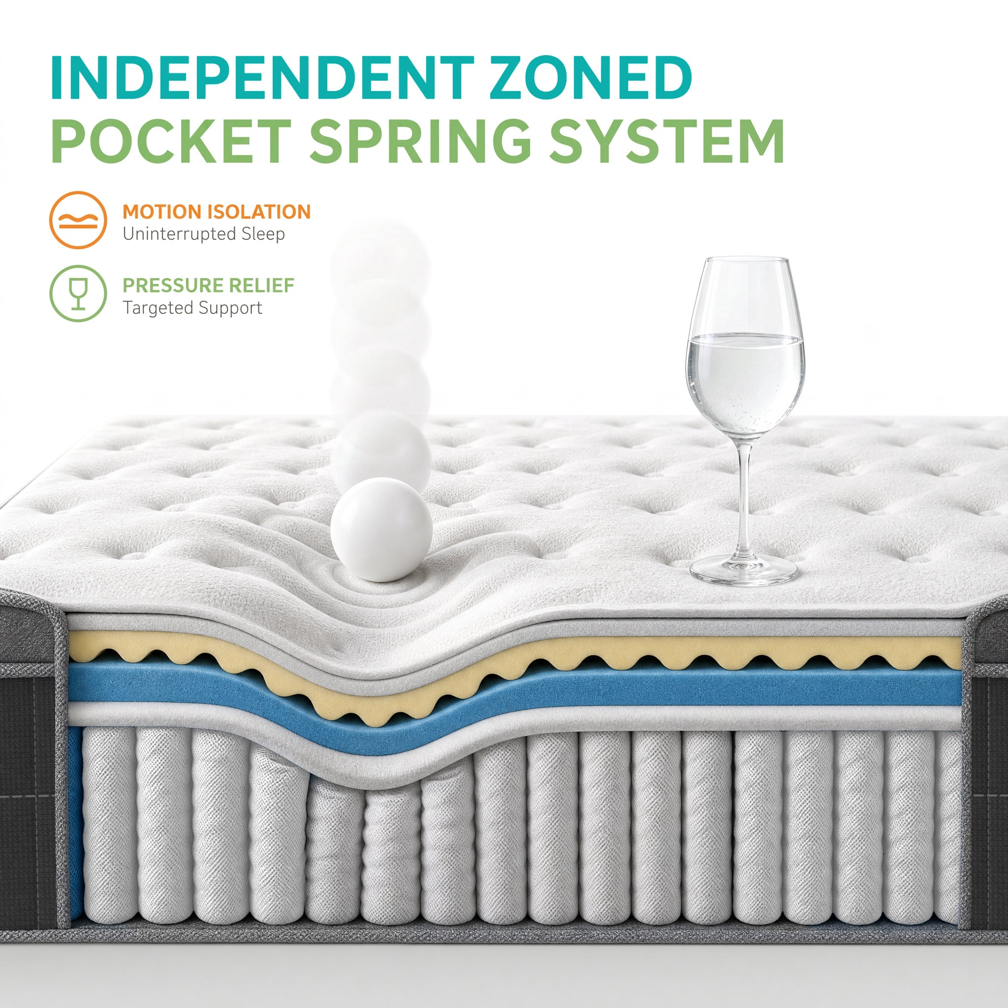 UNZIPE 14 Inch Twin Memory Foam Mattress, Medium Firm Zoned Coil Support | Independent Spring Zone Support, Skin-friendly Fabric for Better Breathability, Pressure Relief, Mattress in a Box