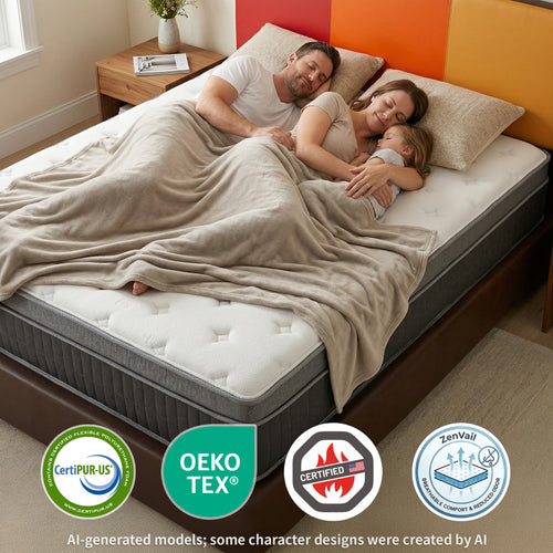 UNZIPE 14 Inch Full Size Mattress, Medium Firm Zoned Coil and Memory Foam | Independent Spring Zone Support, Skin-friendly Fabric for Better Breathability, Pressure Relief, Mattress in a Box