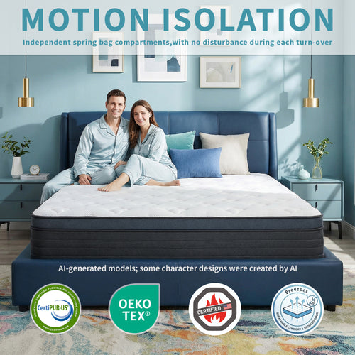 UNZIPE 14 Inch King Hybrid Mattress in a Box, Medium Firm, Cooling Feel | Breathable design keeps cooling, Durability and Stability Reduce the Feeling of Sagging, Memory Foam