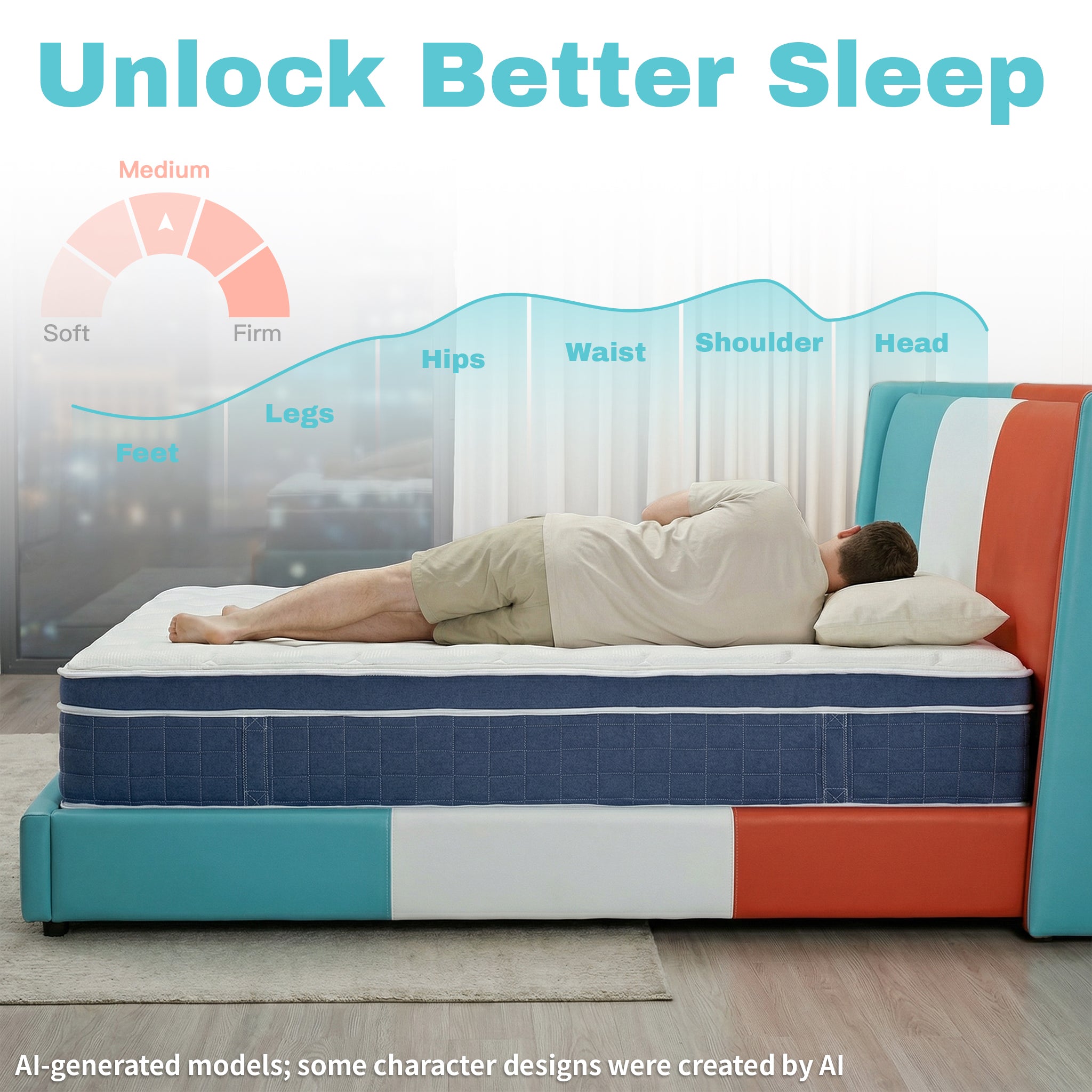 UNZIPE Queen Size Mattress 12 Inch, Medium Firm, Motion Isolation | Targeted Spinal and Back Support, Pressure Relife, Memory Foam Absorbs Vibrations and Reduces Disruption