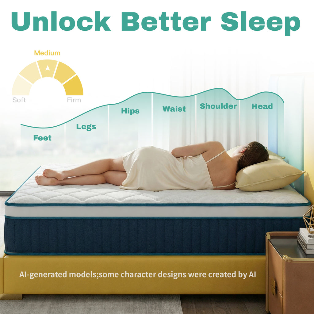 UNZIPE 12 Inch Twin Size Mattress, Medium Firm, Spinal and Back Support | Balances Support and Pressure Relief, Durable and Stable; Provides a Comfortable and Refreshing Feel