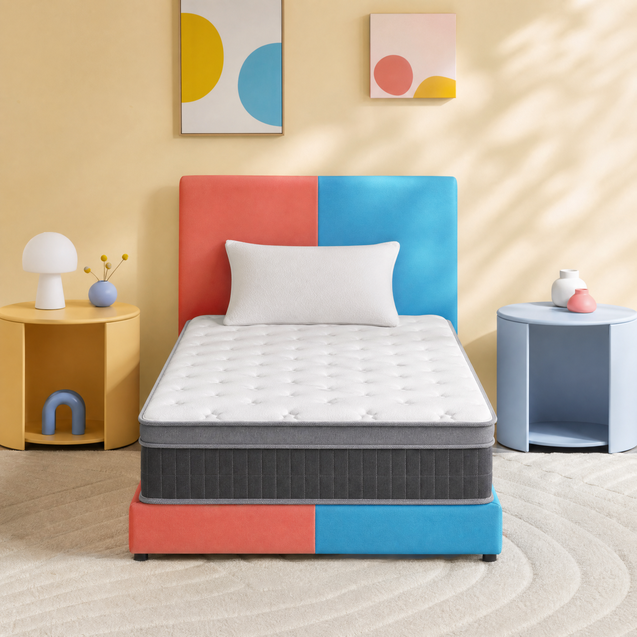 UNZIPE 14 Inch Twin Memory Foam Mattress, Medium Firm Zoned Coil Support | Independent Spring Zone Support, Skin-friendly Fabric for Better Breathability, Pressure Relief, Mattress in a Box